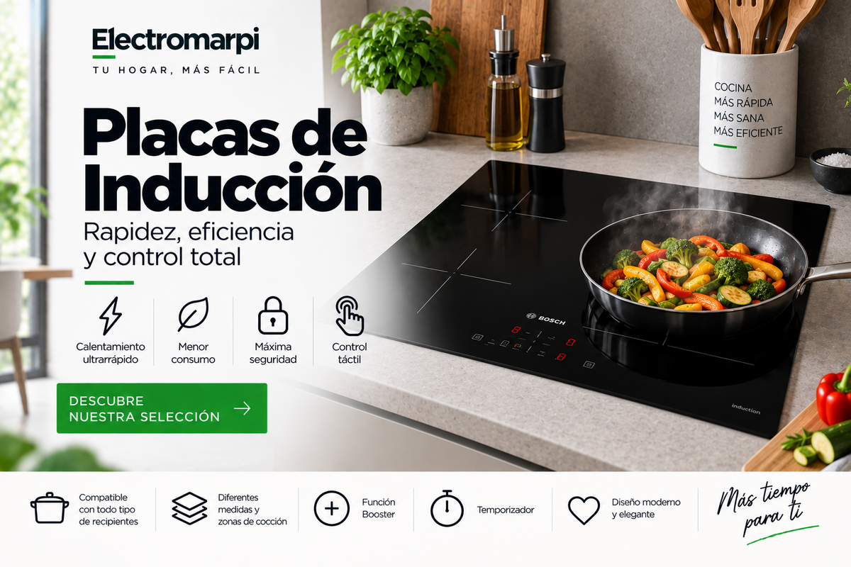 Placas de inducción con control táctil, Booster y alta eficiencia - Electromarpi