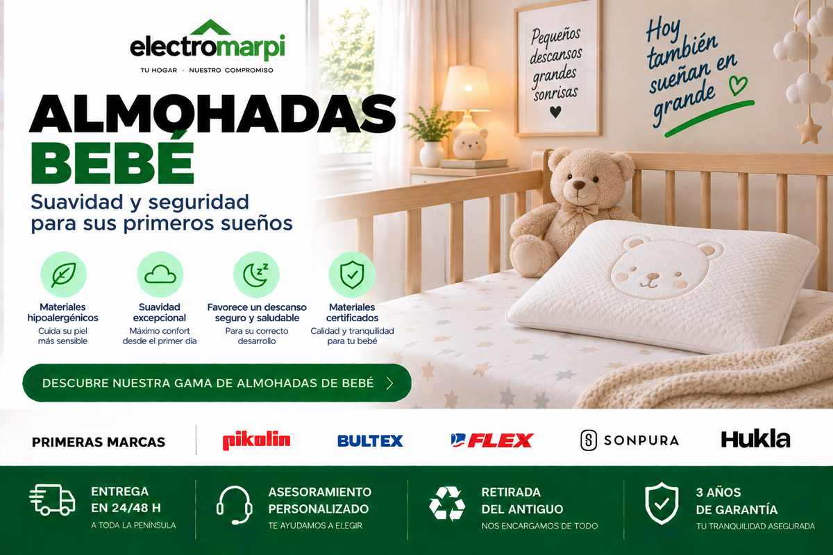 Almohadas para bebé suaves, hipoalergénicas y adaptadas al descanso infantil - Electromarpi