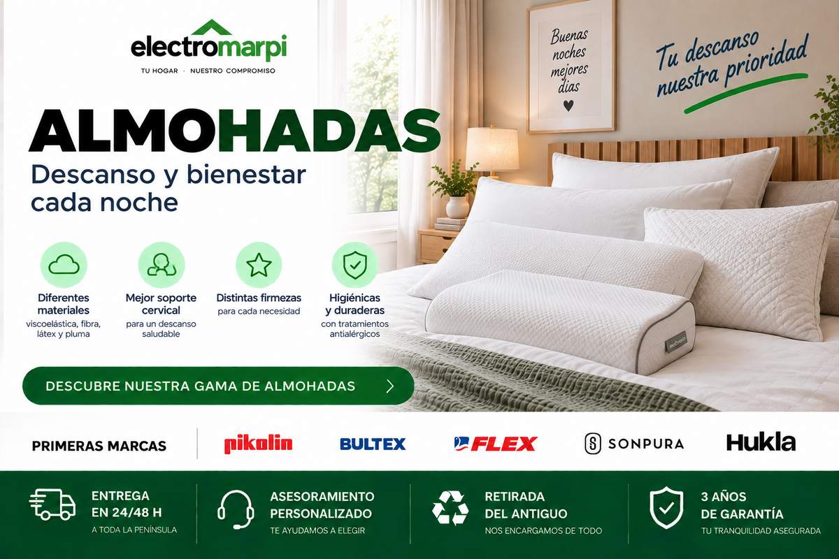 Almohadas viscoelásticas, de fibra, látex y ergonómicas para un descanso confortable - Electromarpi
