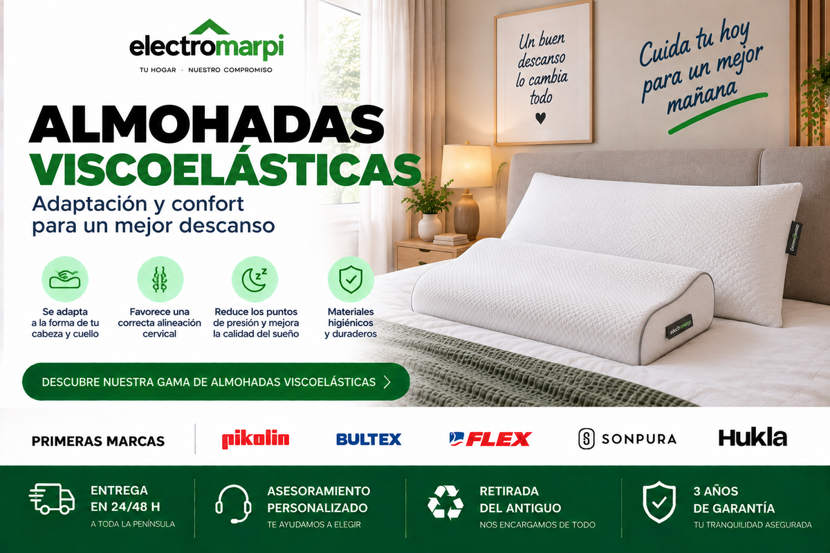 Almohadas viscoelásticas con adaptación cervical, alivio de presión y confort para un mejor descanso - Electromarpi