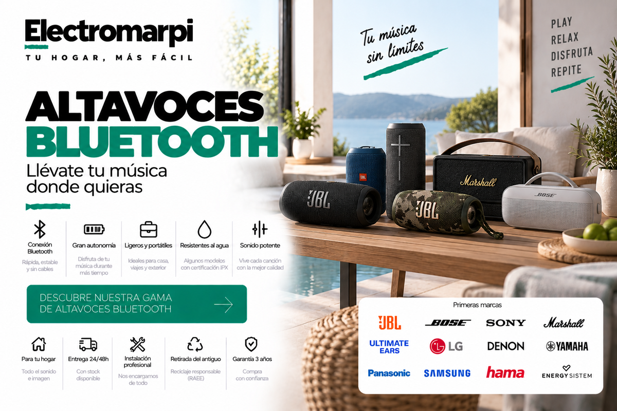 Altavoces Bluetooth portátiles con gran autonomía y sonido potente - Electromarpi