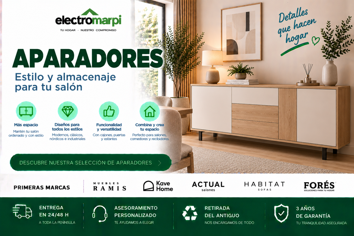 Aparadores con puertas y cajones en distintas medidas, acabados y configuraciones para salón y comedor - Electromarpi
