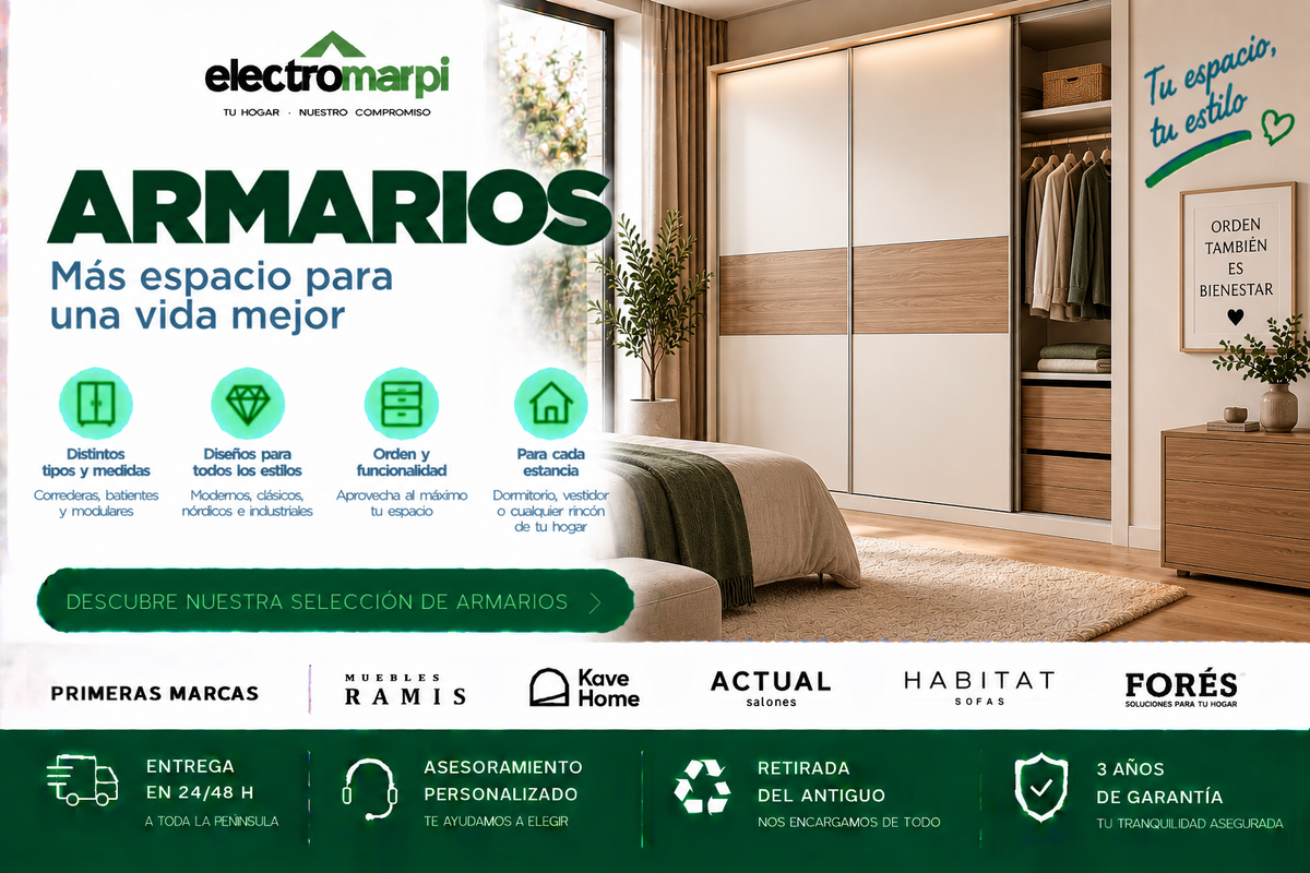 Armarios batientes, correderos y modulares en diferentes medidas y acabados para dormitorio y vestidor - Electromarpi