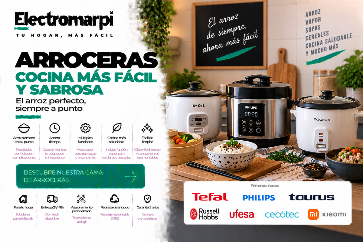 Arroceras eléctricas para preparar arroz, vapor, cereales y recetas de forma fácil - Electromarpi