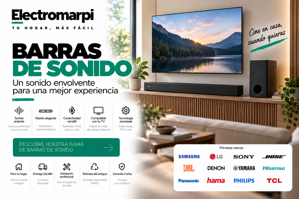 Barras de sonido para TV con audio envolvente y conectividad avanzada - Electromarpi