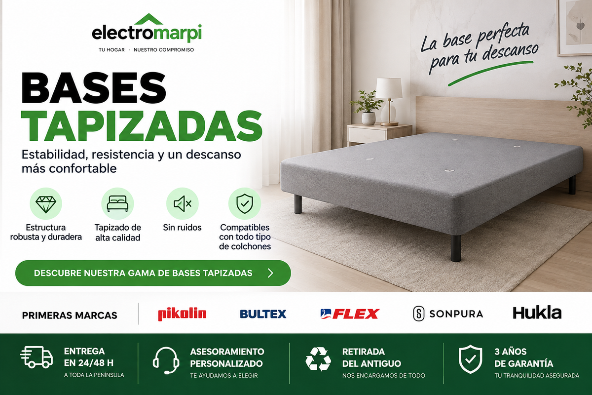 Bases tapizadas resistentes, silenciosas y compatibles con distintos colchones - Electromarpi