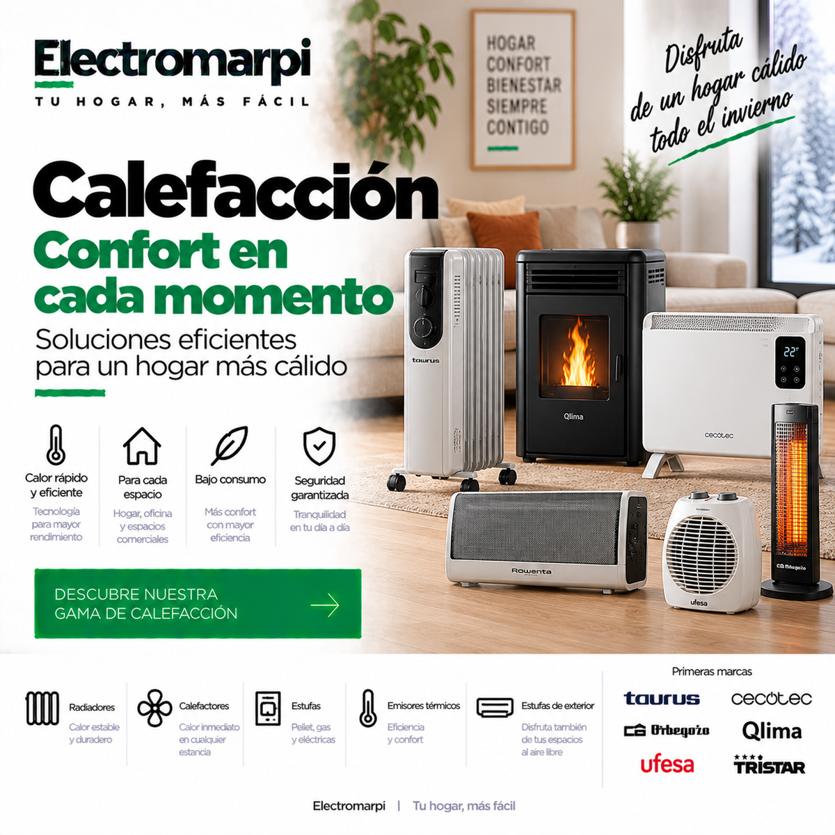 Calefacción para el hogar con radiadores, calefactores, estufas y emisores térmicos - Electromarpi