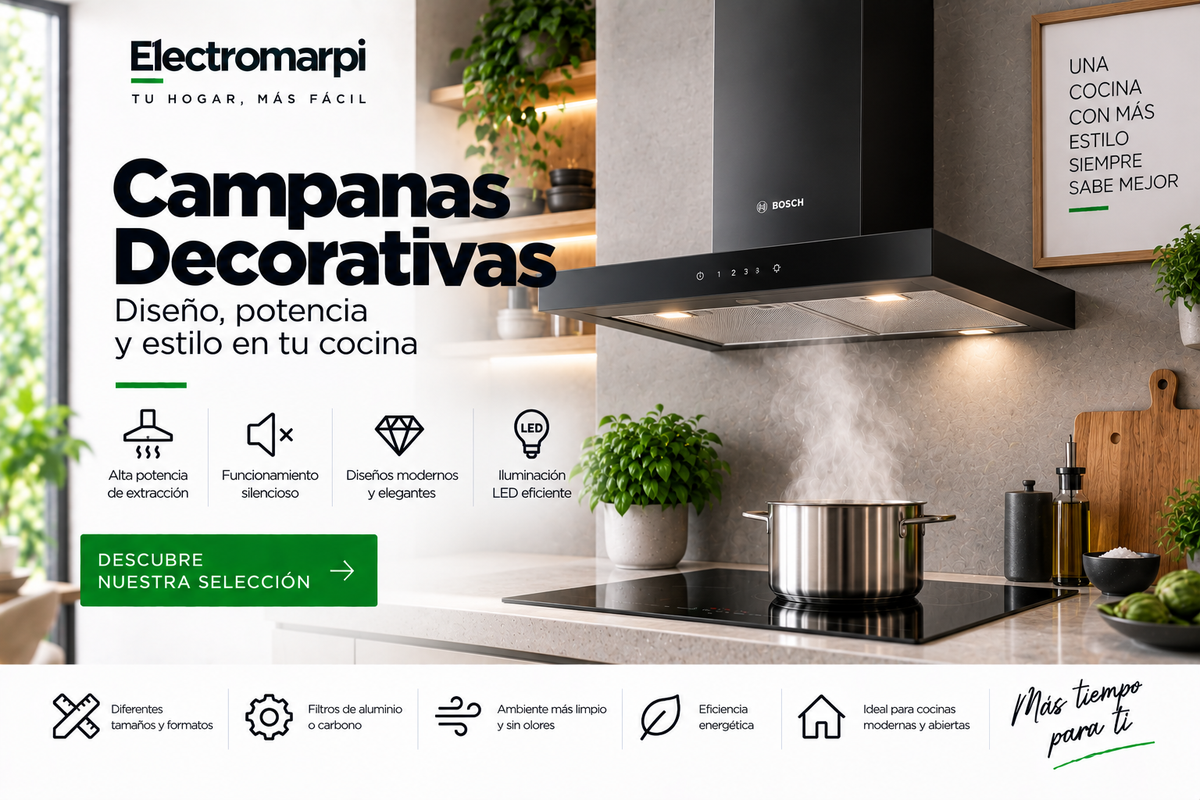 Campanas decorativas de pared con alta potencia de extracción - Electromarpi