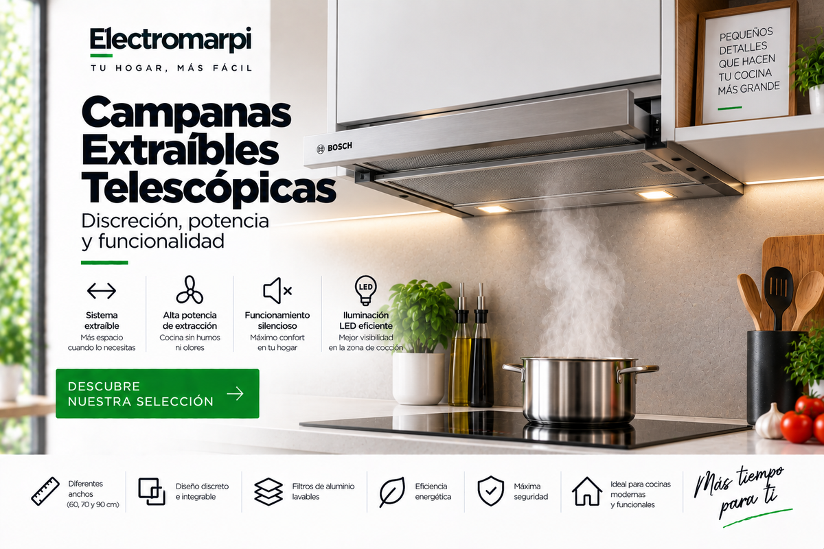 Campanas extraíbles y telescópicas integrables con extracción eficiente - Electromarpi