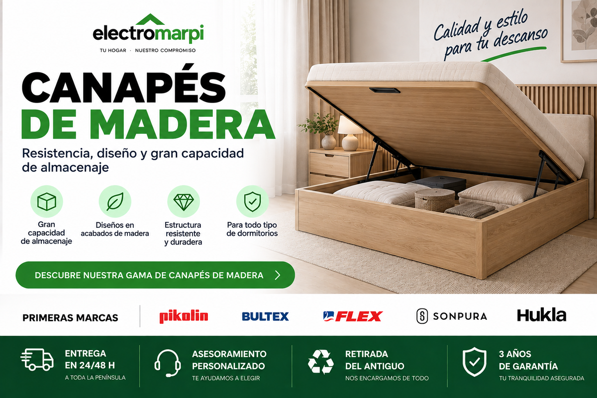 Canapés de madera con gran capacidad de almacenaje, estructura resistente y distintos acabados - Electromarpi