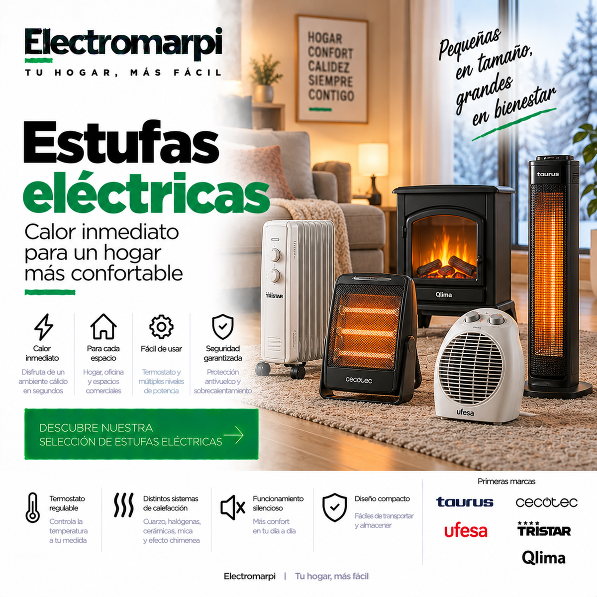Estufas eléctricas de cuarzo, halógenas, infrarrojas y carbono - Electromarpi