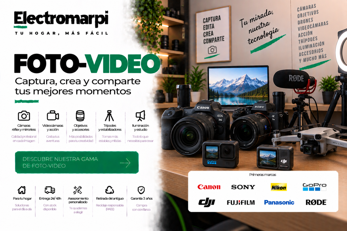 Foto y vídeo con cámaras, objetivos, acción, trípodes e iluminación - Electromarpi