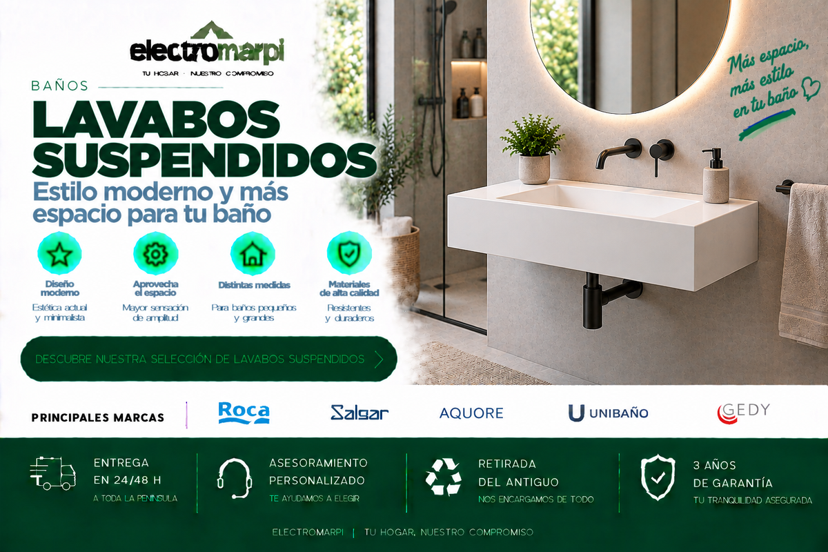 Lavabos suspendidos de baño con diseño moderno, ahorro de espacio y diferentes medidas - Electromarpi