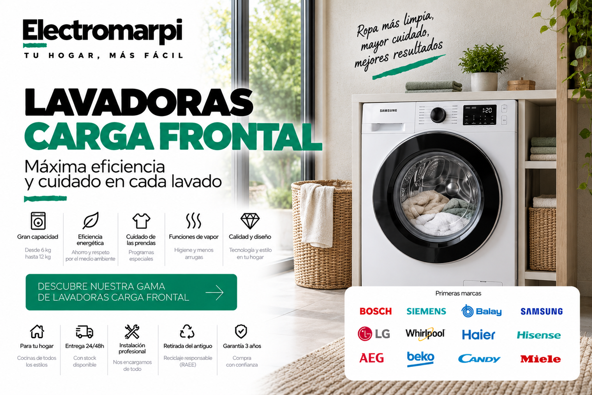 Lavadoras de carga frontal eficientes con distintas capacidades y tecnologías - Electromarpi