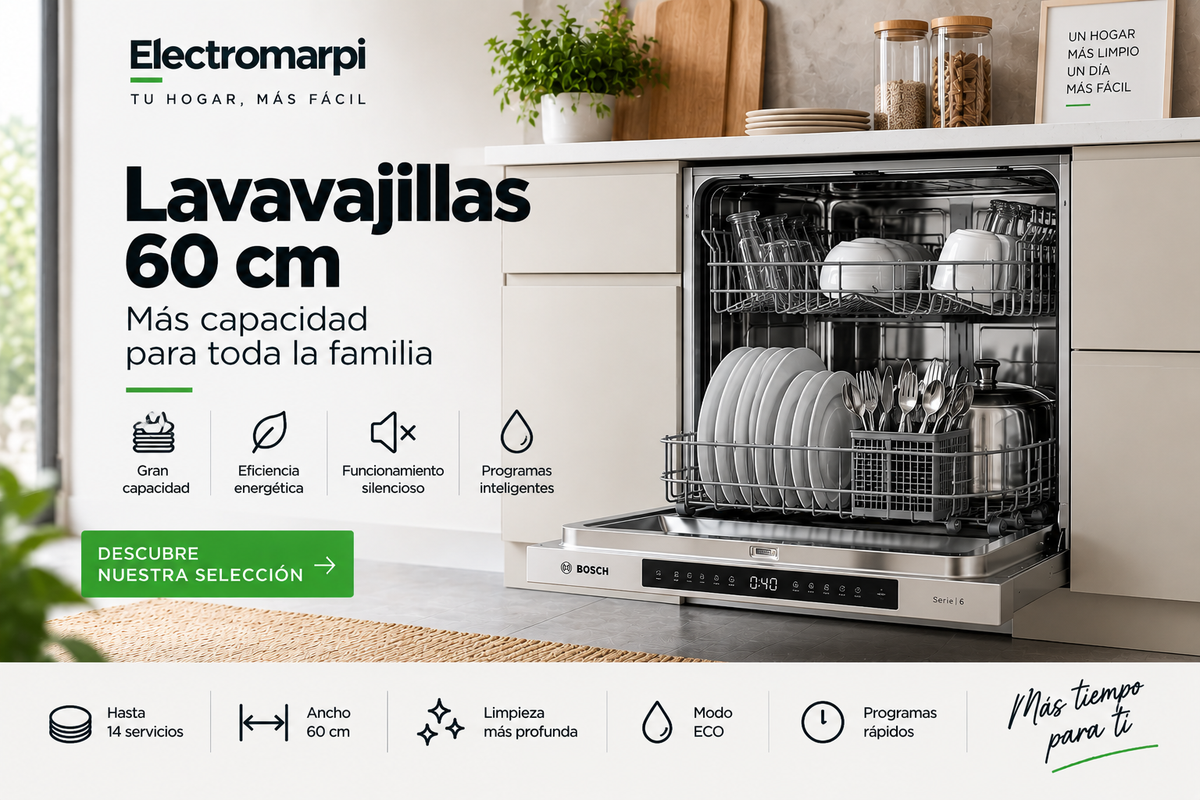 Lavavajillas de 60 cm de gran capacidad para cocina - Electromarpi