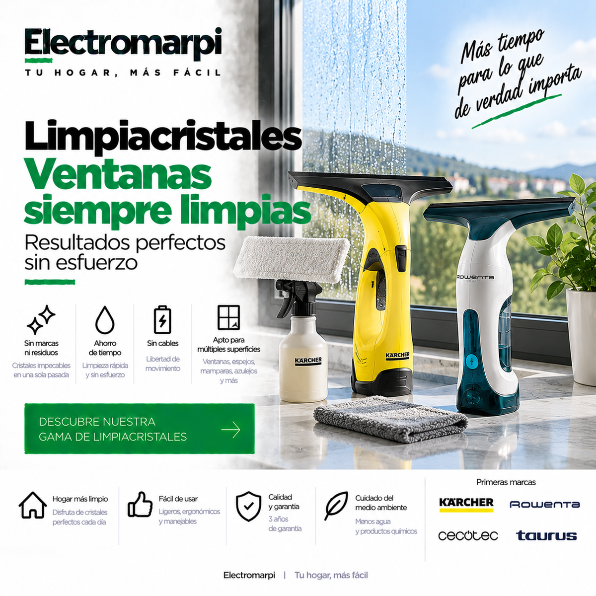 Limpiacristales eléctricos para ventanas, espejos y mamparas - Electromarpi