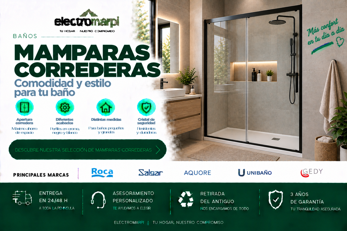 Mamparas correderas de baño en diferentes medidas, acabados y configuraciones para aprovechar mejor el espacio - Electromarpi
