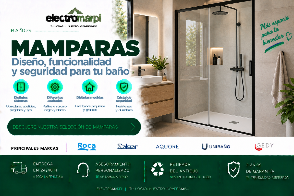 Mamparas de baño frontales, angulares, correderas y abatibles en diferentes medidas y acabados - Electromarpi