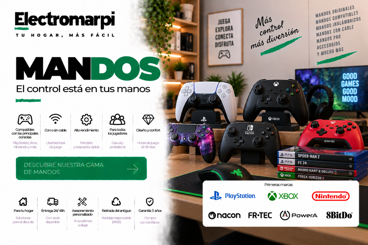 Mandos para PlayStation, Xbox, Nintendo y PC con opciones inalámbricas y profesionales - Electromarpi