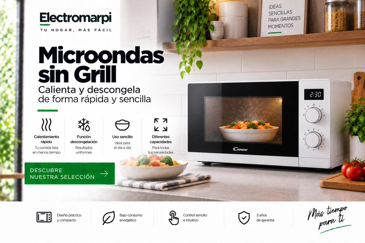 Microondas sin grill para calentar y descongelar de forma rápida - Electromarpi