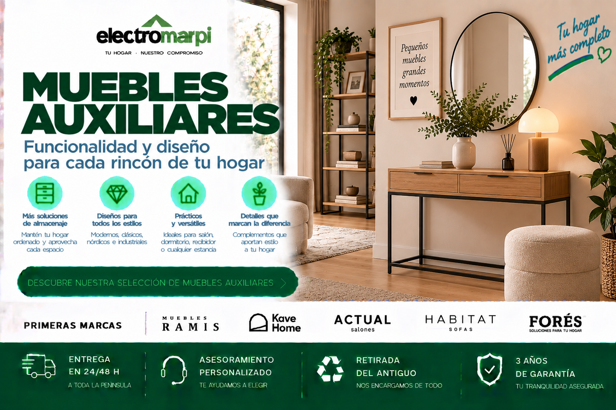 Muebles auxiliares prácticos y decorativos para salón, dormitorio, recibidor y otros espacios del hogar - Electromarpi