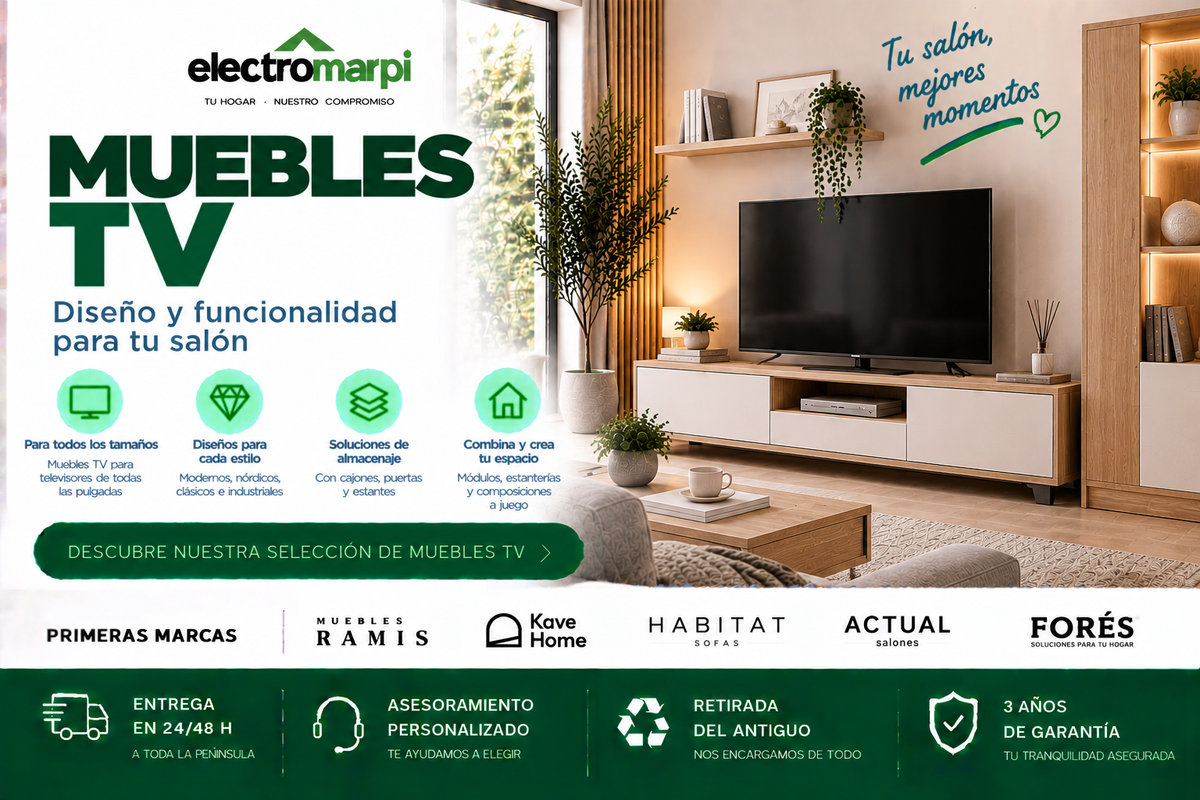 Muebles TV funcionales y decorativos con almacenaje en distintas medidas y acabados para el salón - Electromarpi