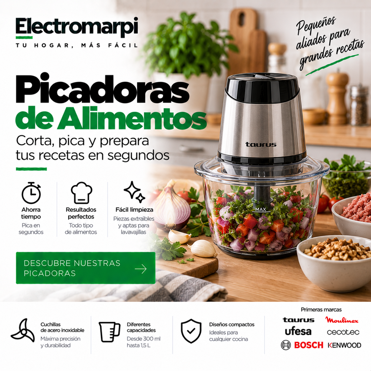 Picadoras eléctricas para verduras, carne y frutos secos - Electromarpi