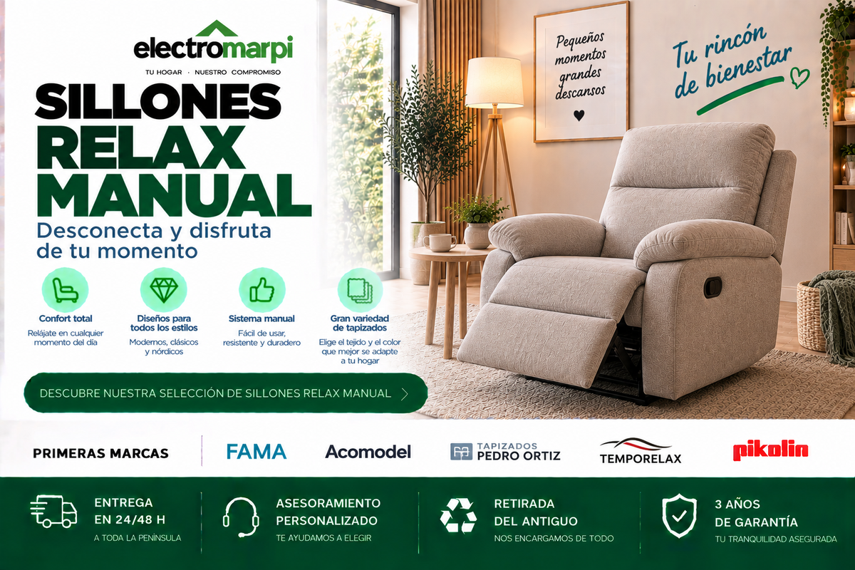 Sillones relax manuales reclinables, cómodos y personalizables para disfrutar de mayor confort en casa - Electromarpi