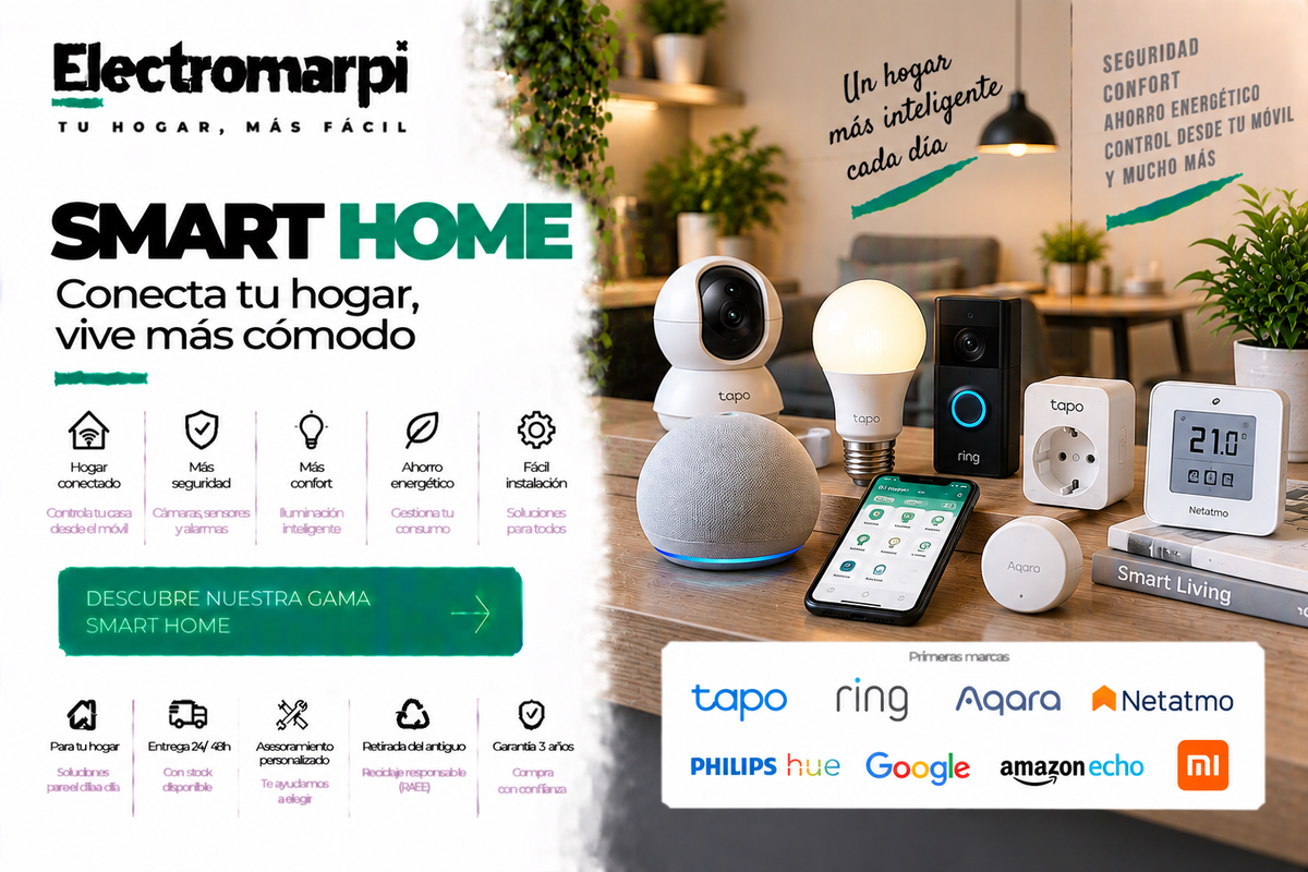Smart Home con cámaras, enchufes, iluminación, sensores y dispositivos inteligentes para el hogar - Electromarpi