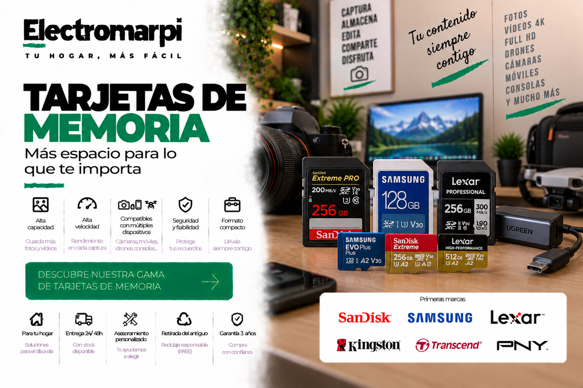 Tarjetas de memoria SD y microSD de alta capacidad y velocidad para cámaras, móviles y otros dispositivos - Electromarpi