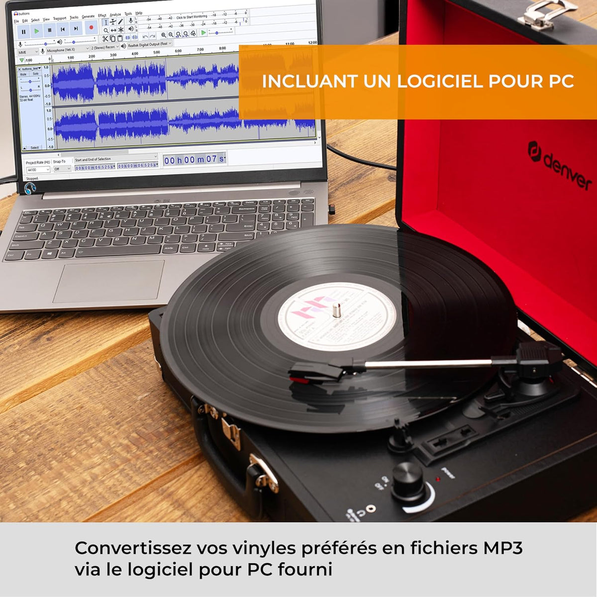 TOCADISCOS DENVER VPL-120 NEGRO MALETIN ALTAVOCES