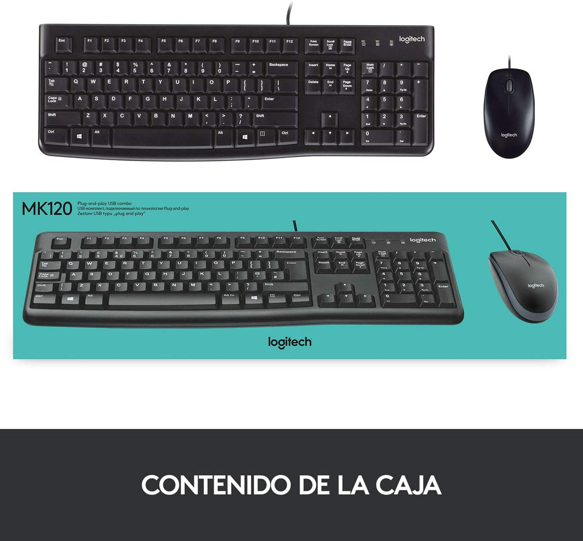 TECLADO+RATON LOGITECH MK120 CON CABLE USB