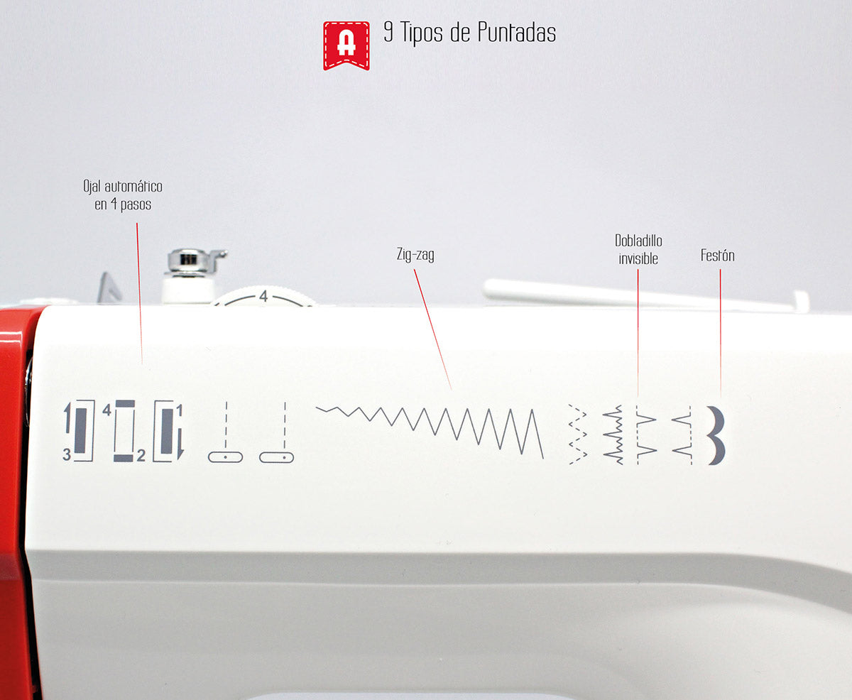 MAQUINA COSER ALFA 720+ 9 PUNTADAS LUZ LED