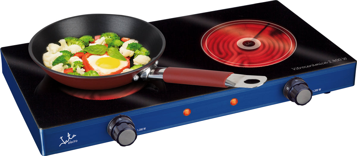 HORNILLO JATA V142 2F VITRO PERF.AZUL 2400W 16,5CM