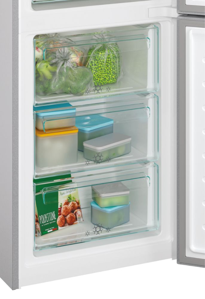 Frigorífico combi Candy CCE7T618ES – detalle de puerta y estantes