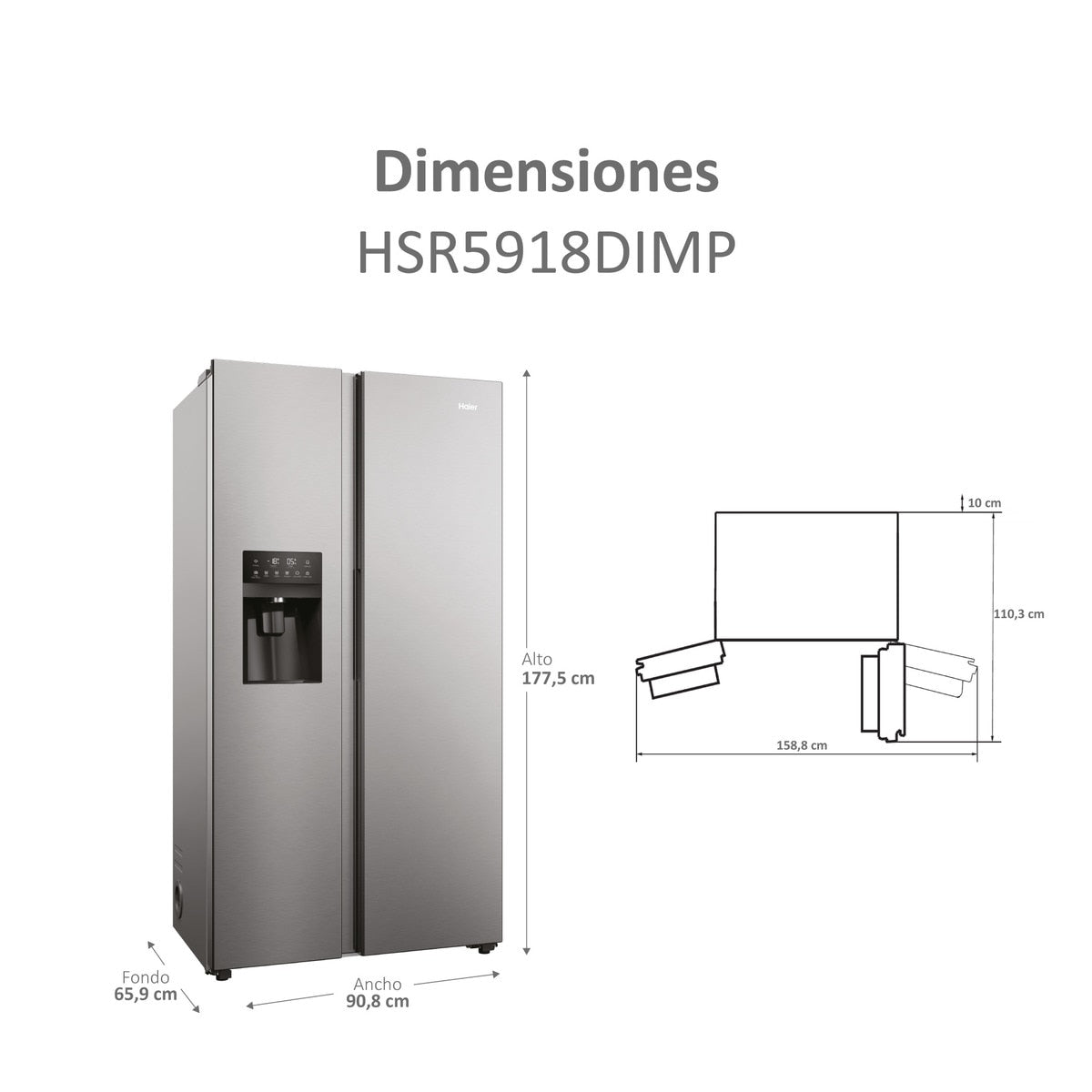 FRI. HAIER HSR5918DIMP 177x91x66 NF INOX DISP