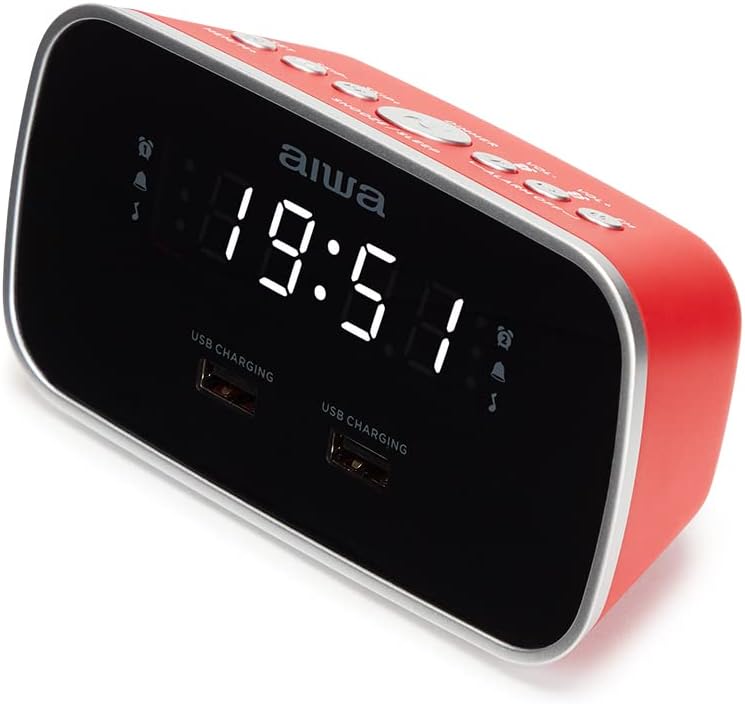 RADIO RELOJ AIWA CRU19RD FM ALARMA DUAL DOBLE USB