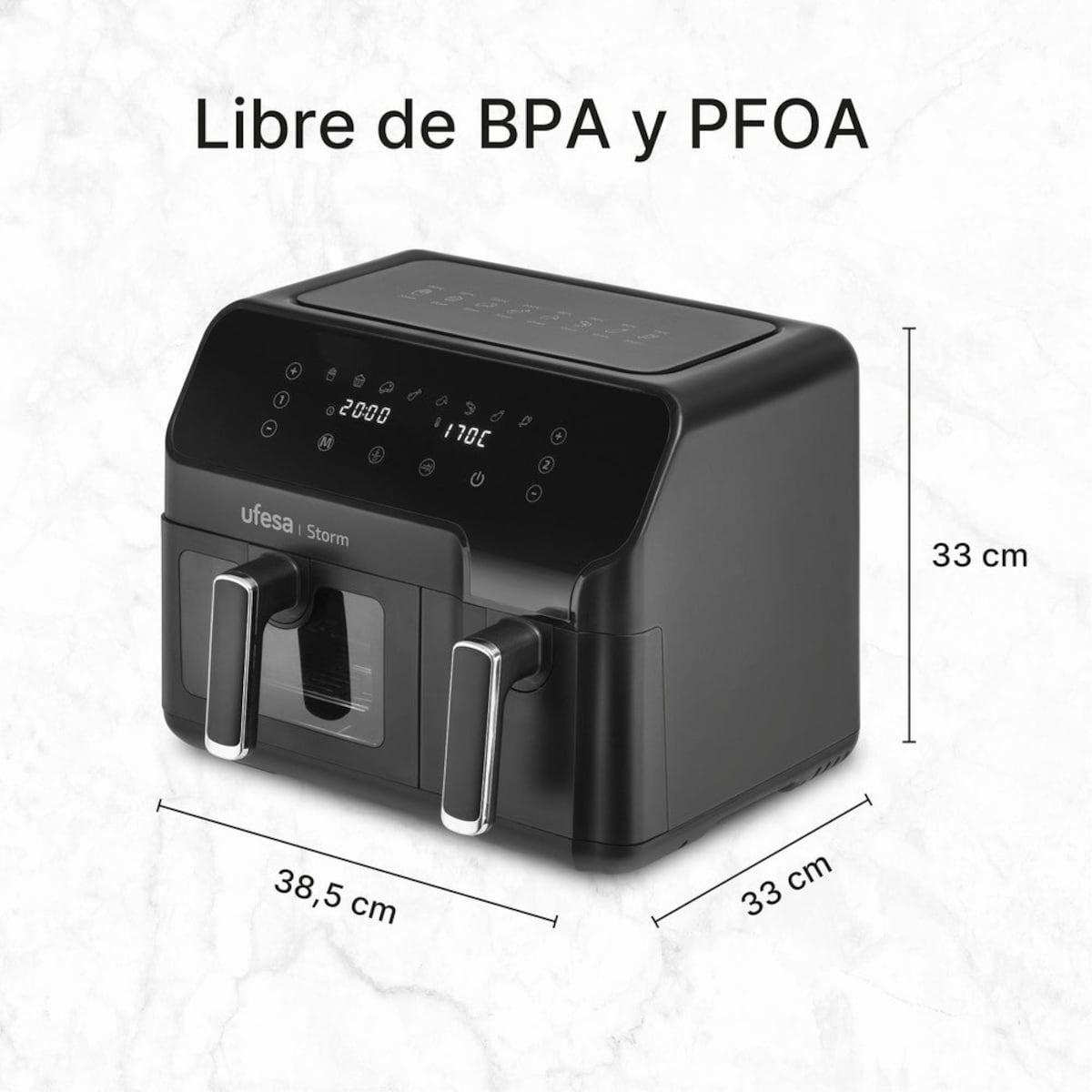 FREIDORA AIRE UFESA STORM 9L(5,5L+3,5L)DOBL.SIMULT