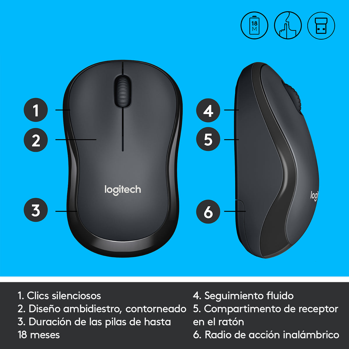 RATON OPTICO LOGITECH M220 SILENT WIRELESS NEGRO