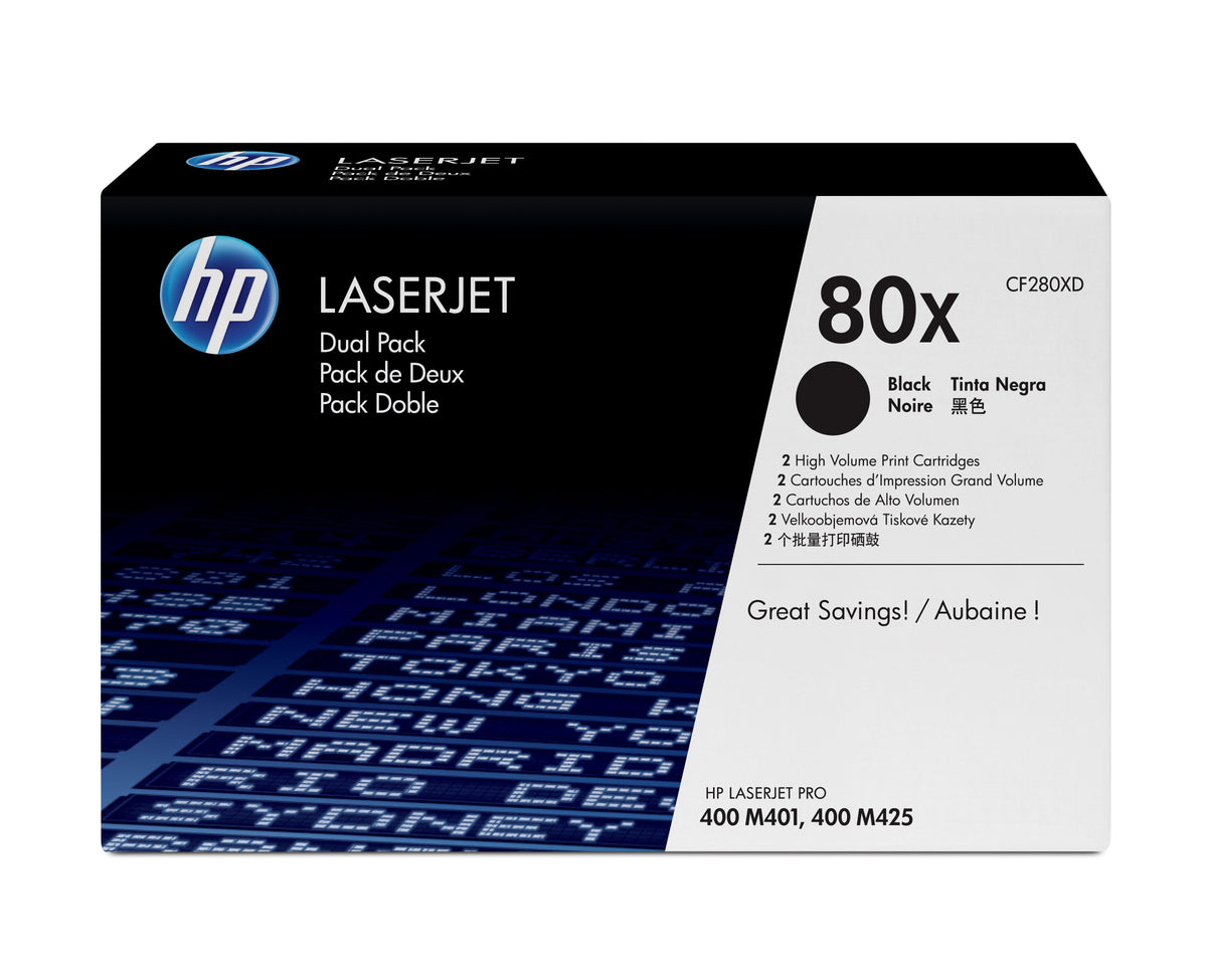 Cartucho toner HP 80X Laserjet CF280XD-Negro 2 UDS