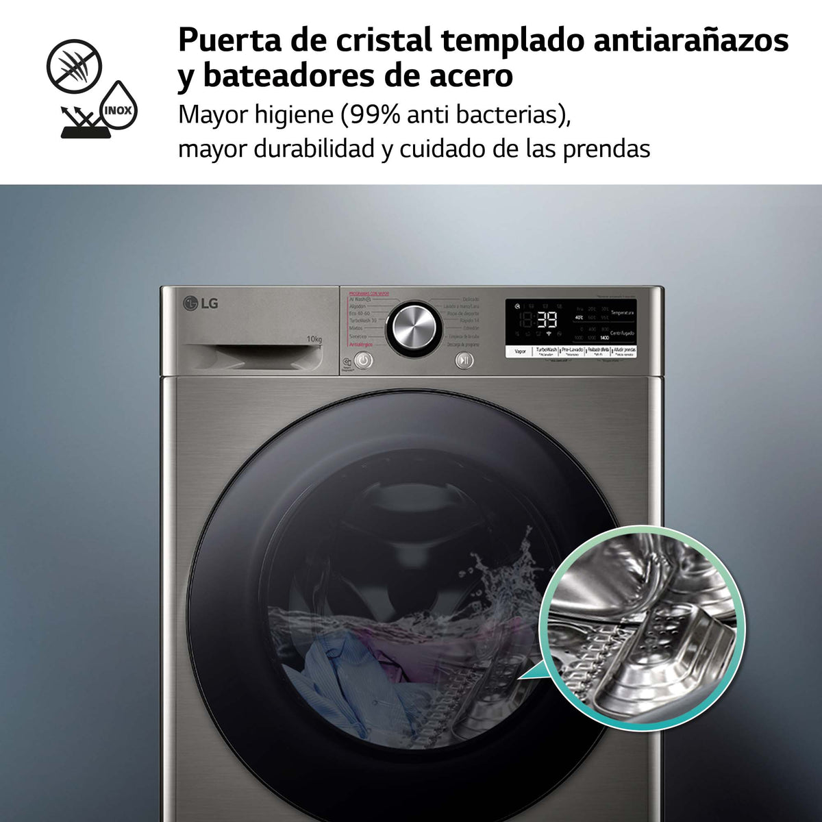 LVD. LG F4WR7010AGS 10K 1400R INOX STEAM+ WIFI