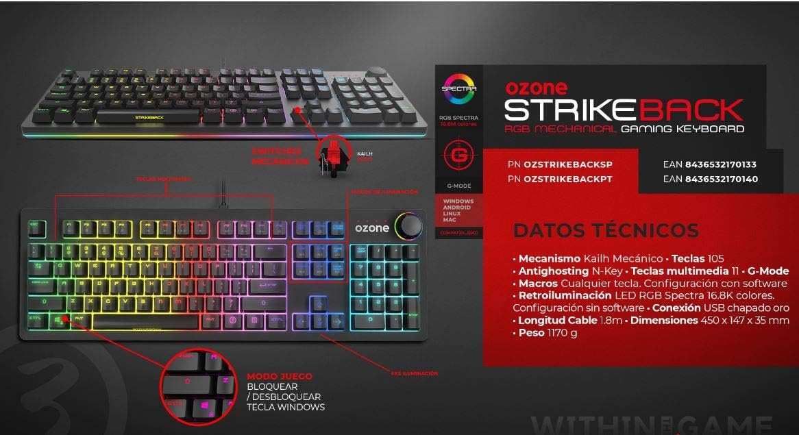 TECLADO OZONE STRIKEBACK MECANICO RGB GAMING