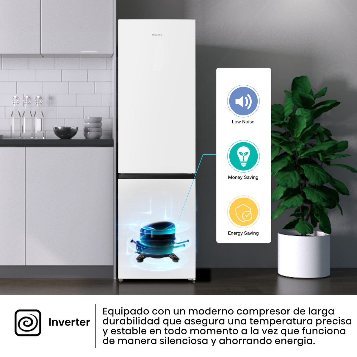 Hisense RB440N4AWC – detalle de puerta y estantes