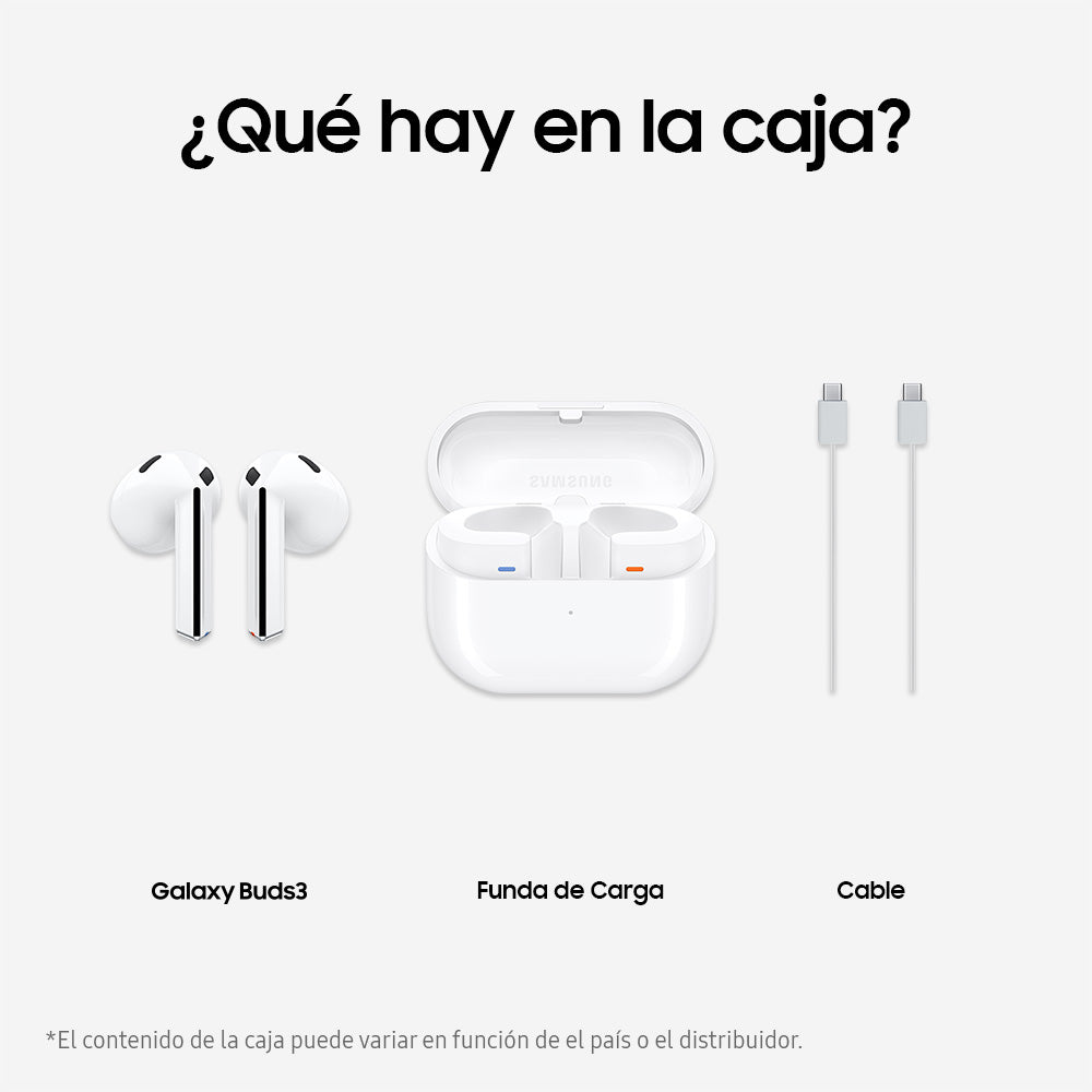 Samsung Galaxy Buds3 Blanco – contenido y accesorios