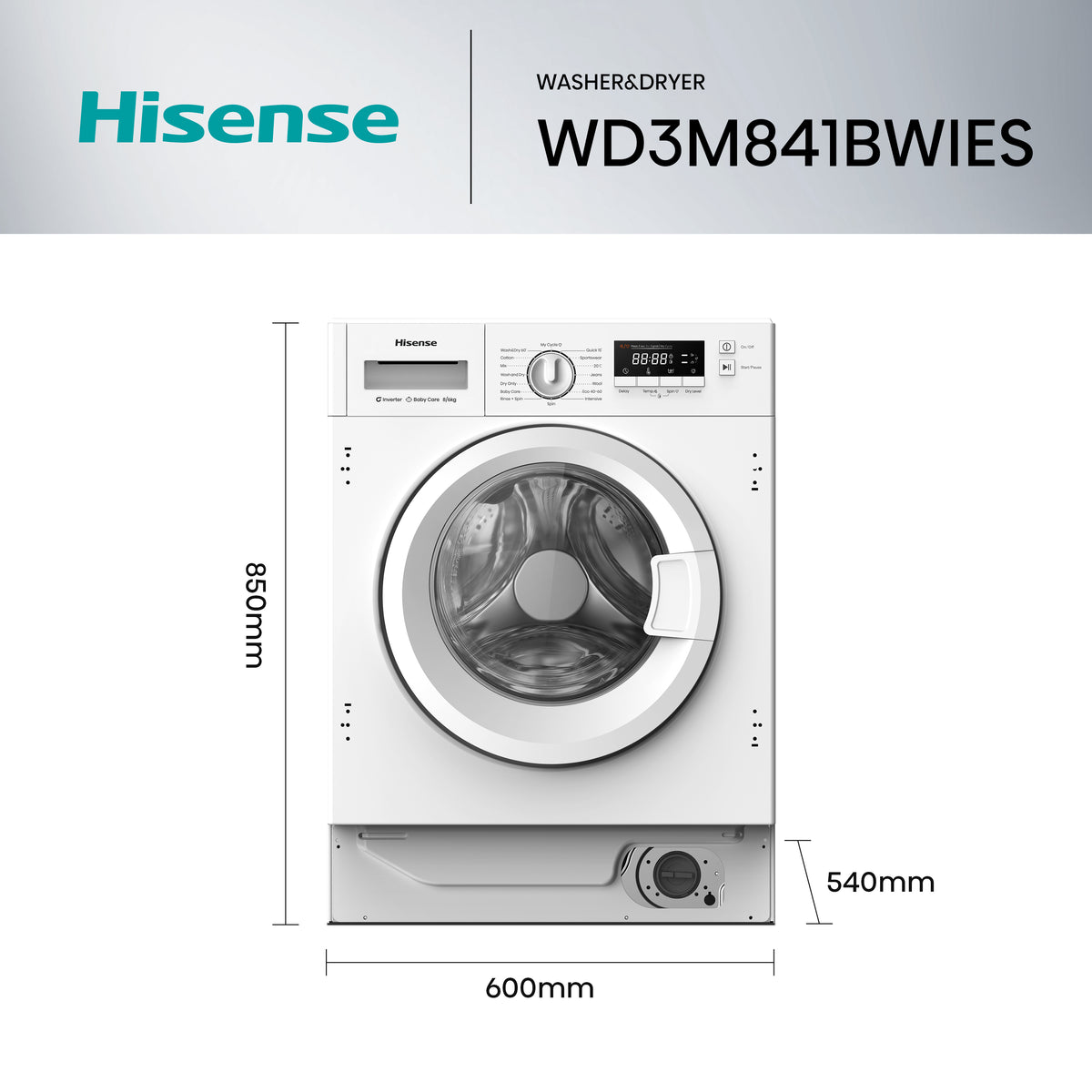LVD.SEC. HISENSE WD3M841BWIES 8/6K INTEGRABLE