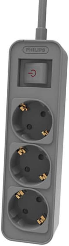 REGLETA PHILIPS 3 TOMAS SCHUKO 1,5M GRIS