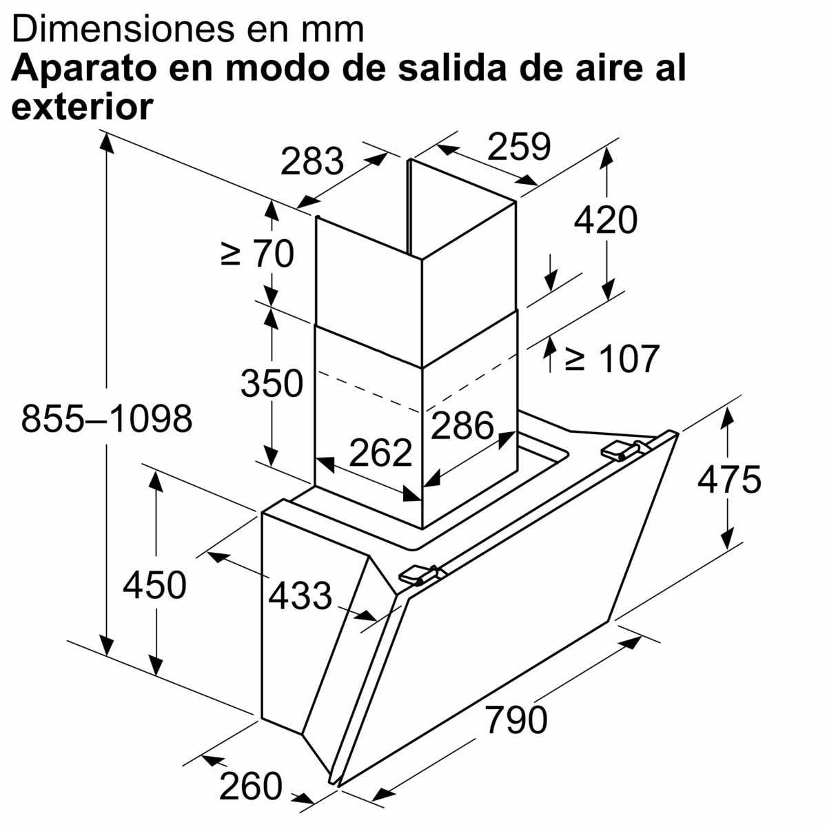 CAMP. BOSCH DWK81AN20 915m3h 80CM CRISTAL BLANCO