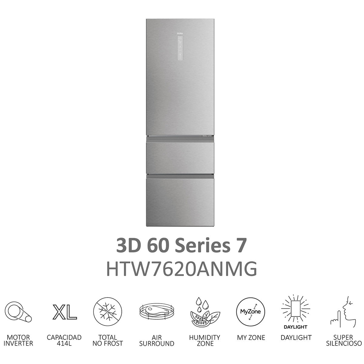 Frigorífico combi Haier HTW7620ANMG – detalle de conservación y equipamiento