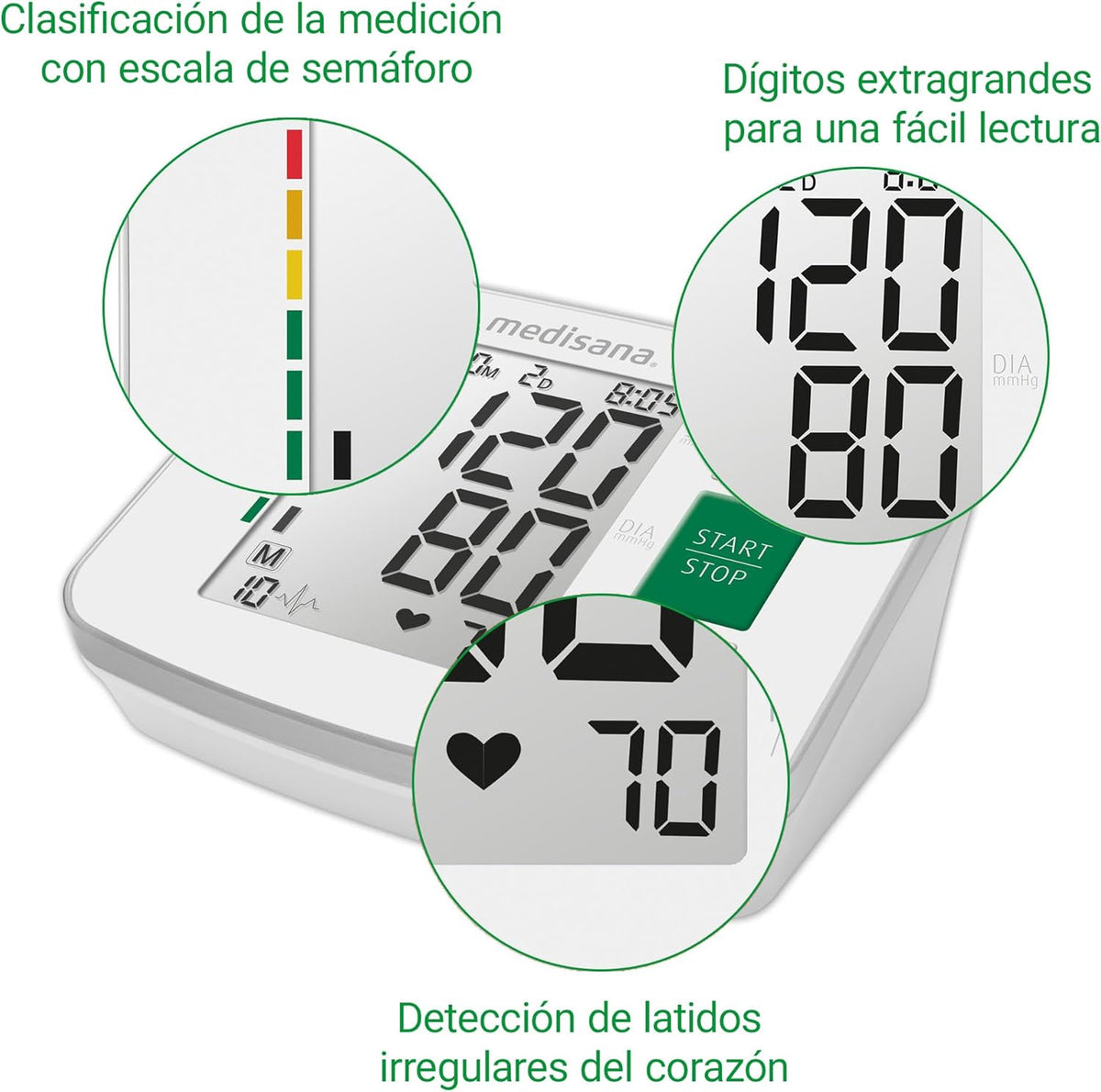 TENSIOMETRO MEDISANA BRAZO BU512 2X90MEM. ARRITMIA