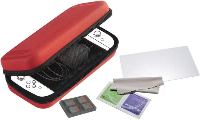 FUNDA Y PROTECTOR PANTALLA SWITCH 2 NACON ROJO